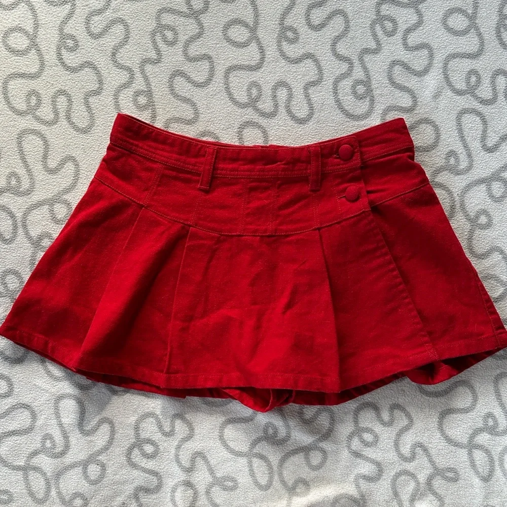Free People Serena Micro Skort in Red